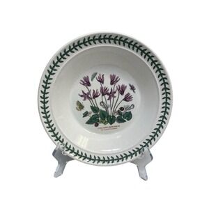 Portmeirion Botanic‎ Garden Rim Soup Bowl 8.5" Ivy Leaved Cyclamen Green Laurel